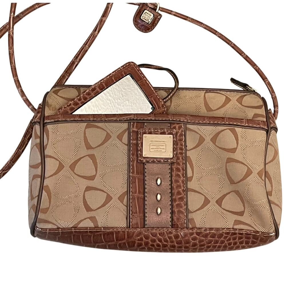 Liz Claiborne Vintage Y2K Crossbody Bag with Monogram Brass-plates